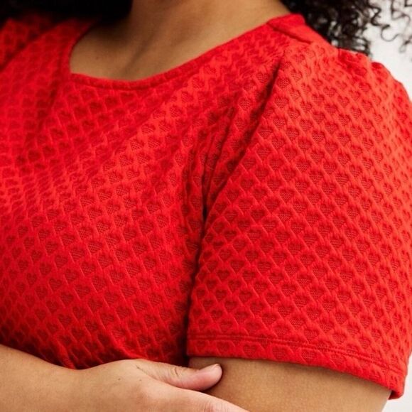 Draper James RSVP Women's 1X Heart Knit Fit & Flare Mini Dress Bright Red Twee - Picture 3 of 9